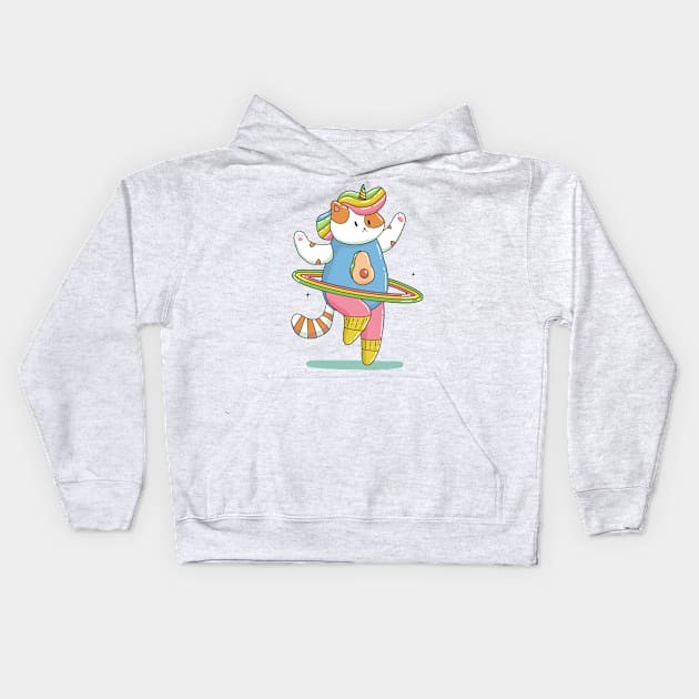 80's Cat Unicorn Kids Hoodie by la'lunadraw